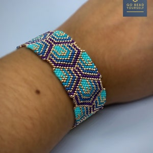 Plumes de paon - motif de bracelet peyotl impair (pas de bracelet physique)