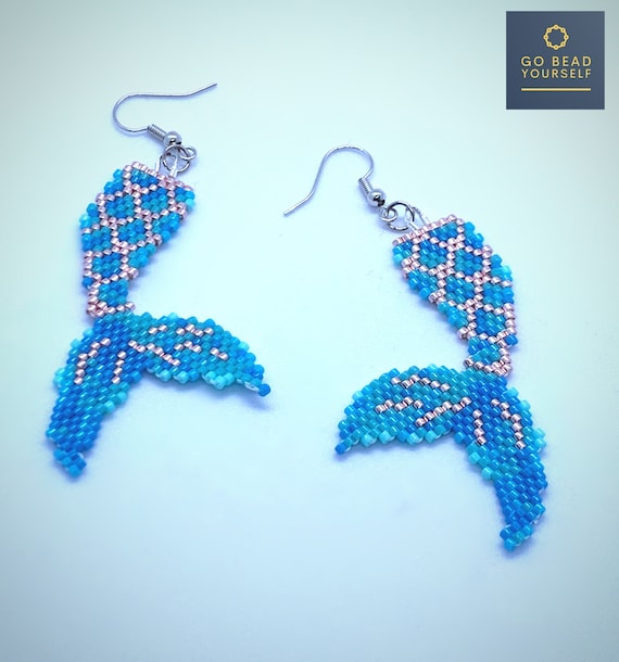 Beaded mermaid earrings deals