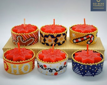 Collection Tealight Holiday - 6 couvre-bougies chauffe-plat à points peyotl (pas un article physique)