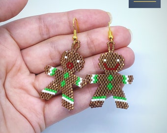 Gingerbread Men - Brick Stitch Pattern (no physical earrings)