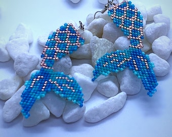 Mermaid Tail - brick stitch earrings pattern (not physical earrings)