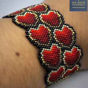 Chain of Hearts Odd Count Peyote Stitch & Brick Stitch - Etsy