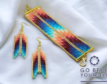 Contrasts - Even Count Peyote Stitch bracelet & brick stitch earring patterns (no physical items)