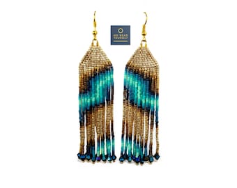 Oasis - brick stitch & fringe earring pattern (no physical items)