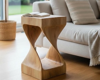 Samanholz Stool Curved Natural 50x28x28 Side Table Turned Furniture Plant Stand Solid