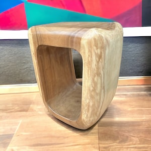 FaHome wooden stool - elegant wooden side table (50x30x40cm) - wooden stool made of solid Suar wood - handcrafted wooden side table