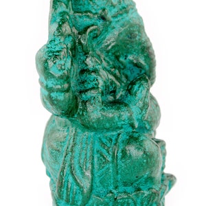 Ganesha Sculpture - Decorative Room Decoration Artwork - Hindu Deity of Good Luck - Stone Mixture Elephant Green - 12 x 8.5 x 6 cm image 4