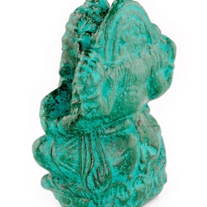 Ganesha Sculpture - Decorative Room Decoration Artwork - Hindu Deity of Good Luck - Stone Mixture Elephant Green - 12 x 8.5 x 6 cm image 7