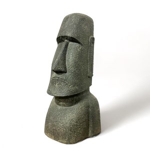 Sculpture Moai d'environ 120 cm Statue Rapa-Nui en pierre de sable de lave Figurine de l'île de Pâques Décoration de jardin Tête grise image 2