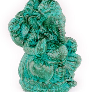 Ganesha Sculpture - Decorative Room Decoration Artwork - Hindu Deity of Good Luck - Stone Mixture Elephant Green - 12 x 8.5 x 6 cm image 3