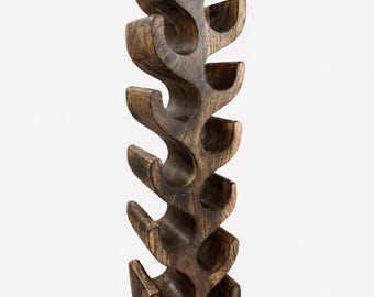 FaHome solid wood wine rack (100x27x18) freestanding wine holder, solid wood, bottle holder, flamed