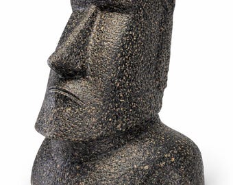 Moai Head Statue - Garden Decoration Sculpture - Weatherproof - Rapa Nui Easter Island Figure made of Lava Sand Grey - 40x32x25 cm