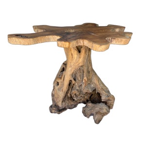 Teak root wood table side table unique furniture approx. 100 cm solid flower stool natural