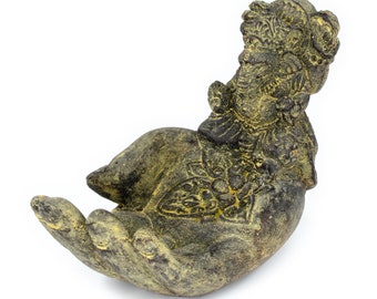 Ganesha Hand Sculpture - Decorative Room Decoration Soap Dish Incense Sticks - Hindu Deity of Good Luck - Elephant Yellow - 13x9x15 cm