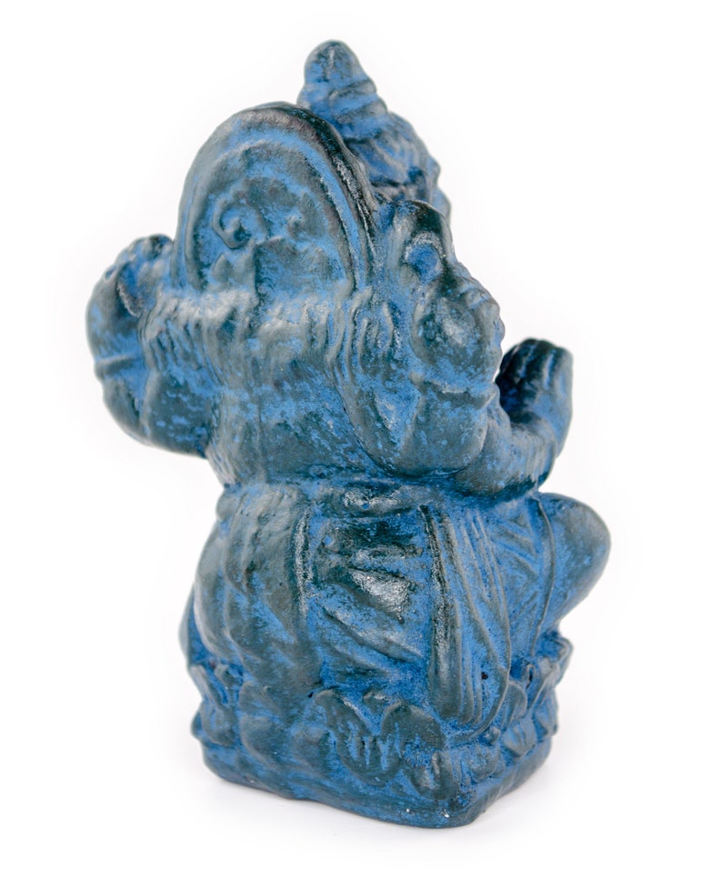 Ganesha Sculpture Hindu Deity Stone Figure Lucky Statue approx. 12 cm Elephant Blue image 6