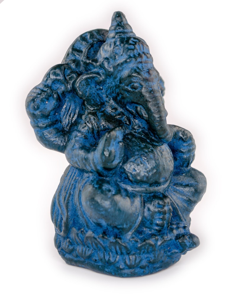 Ganesha Sculpture Hindu Deity Stone Figure Lucky Statue approx. 12 cm Elephant Blue image 8