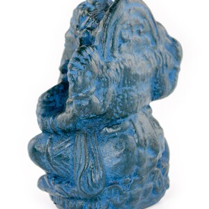 Ganesha Sculpture Hindu Deity Stone Figure Lucky Statue approx. 12 cm Elephant Blue image 4