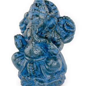 Ganesha Sculpture Hindu Deity Stone Figure Lucky Statue approx. 12 cm Elephant Blue image 2