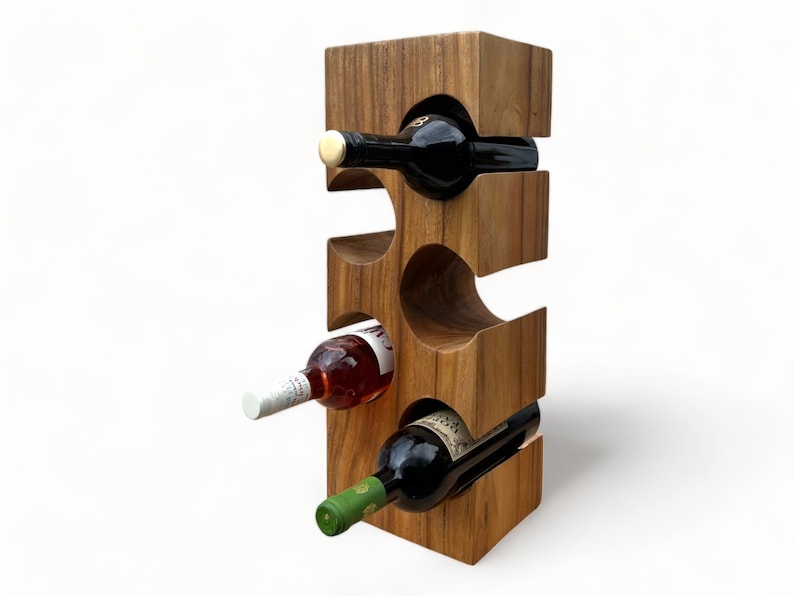 Fahome casier à vin en bois massif 50/70/100x27x18 porte-bouteille sur pied porte-bouteille en bois massif image 4