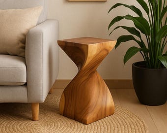 Wooden stool - Elegant wooden side table - Wooden stool - Handmade wooden side table - 50x28x28cm