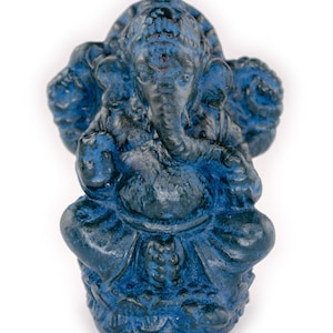 Ganesha Sculpture Hindu Deity Stone Figure Lucky Statue approx. 12 cm Elephant Blue image 1