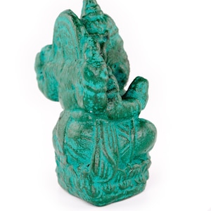 Ganesha Sculpture - Decorative Room Decoration Artwork - Hindu Deity of Good Luck - Stone Mixture Elephant Green - 12 x 8.5 x 6 cm image 5
