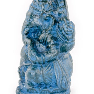 Ganesha Sculpture Hindu Deity Stone Figure Lucky Statue approx. 12 cm Elephant Blue image 3