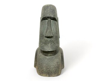 Moai skulptur ca. 120 cm rapa-nui statue aus lavasand stein osterinsel-figur garten deko kopf grau