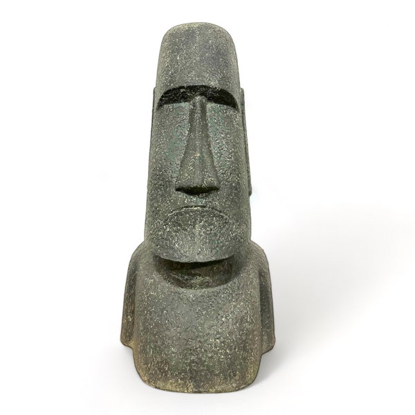 Moai skulptur ca. 120 cm rapa-nui statue aus lavasand stein osterinsel-figur garten deko kopf grau