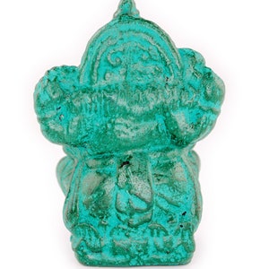Ganesha Sculpture - Decorative Room Decoration Artwork - Hindu Deity of Good Luck - Stone Mixture Elephant Green - 12 x 8.5 x 6 cm image 6