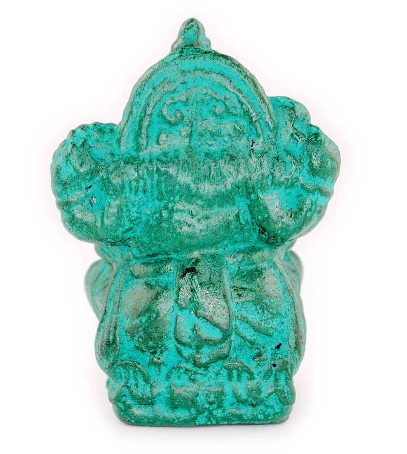 Ganesha Sculpture - Decorative Room Decoration Artwork - Hindu Deity of Good Luck - Stone Mixture Elephant Green - 12 x 8.5 x 6 cm image 6