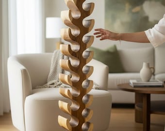 Portabottiglie XXL in legno massello – Portabottiglie – Fatto a mano, elegante, di alta qualità – Realizzato in legno di teak per 18 bottiglie – 150x30x18 cm