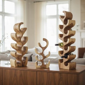 Casier à vin FaHome en bois massif (50/70/100 x 27 x 18 cm), porte-bouteilles autoportant.