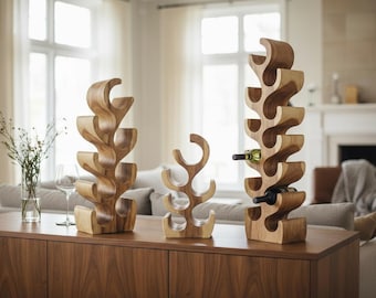 Portabottiglie FaHome in legno massello (50/70/100x27x18), autoportante, in legno massello.