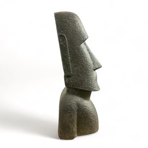 Sculpture Moai d'environ 120 cm Statue Rapa-Nui en pierre de sable de lave Figurine de l'île de Pâques Décoration de jardin Tête grise image 4