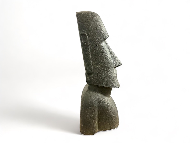 Sculpture Moai d'environ 120 cm Statue Rapa-Nui en pierre de sable de lave Figurine de l'île de Pâques Décoration de jardin Tête grise image 4