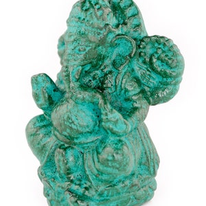 Ganesha Sculpture - Decorative Room Decoration Artwork - Hindu Deity of Good Luck - Stone Mixture Elephant Green - 12 x 8.5 x 6 cm image 8