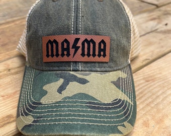Mama Leather Patched Hat, Rocker Mama Hat, Baseball Hat, Trucker Hat, Snapback Hat, Womens Hat, Mom Hat, Hat for her