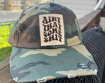 Ain’t That Some Shit, Morgan Wallen, Women’s Hat, Fitted Hat, Engraved Leather Patched Hats, Custom Hats