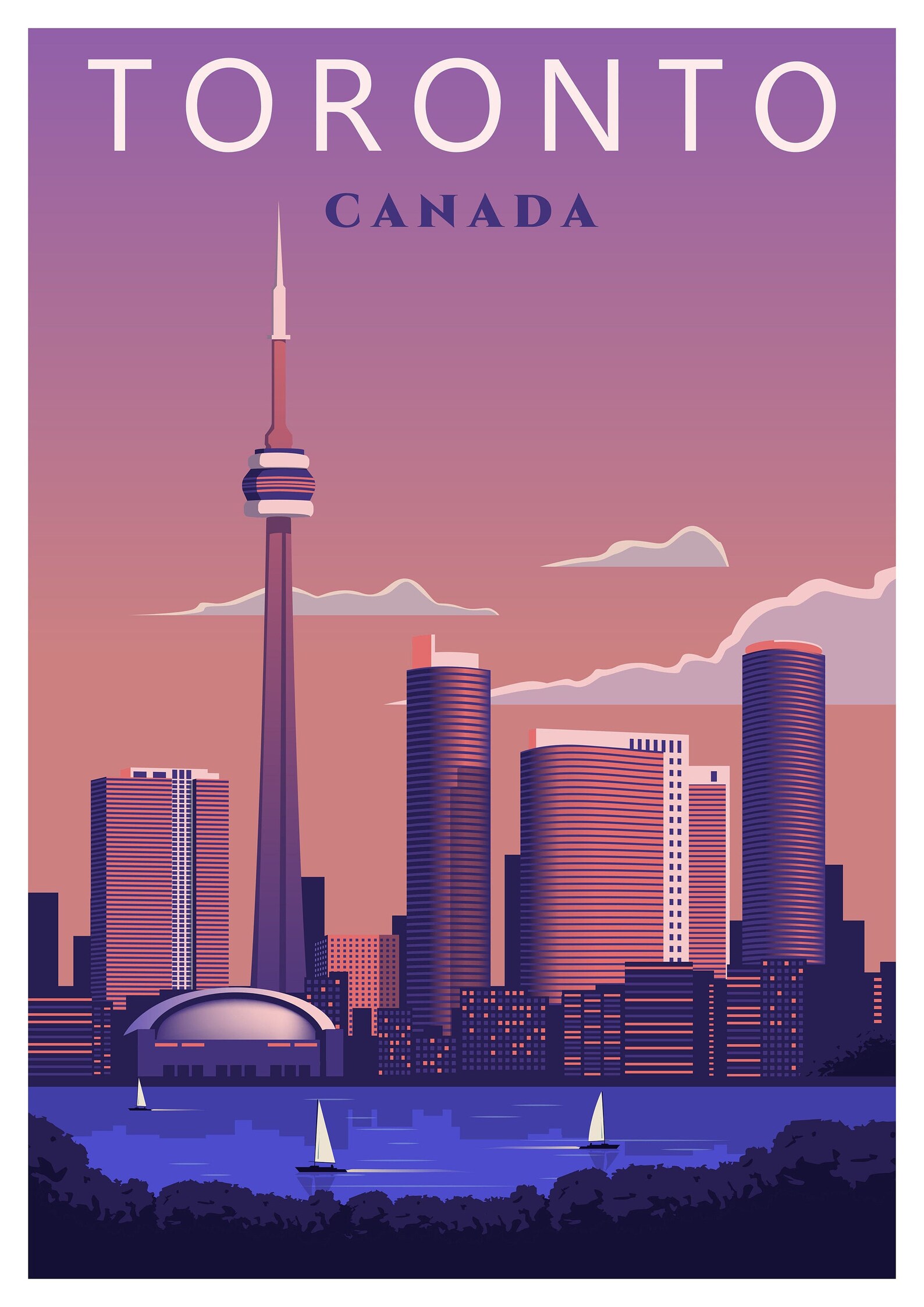 Retro Travel Poster Toronto Canada Etsy