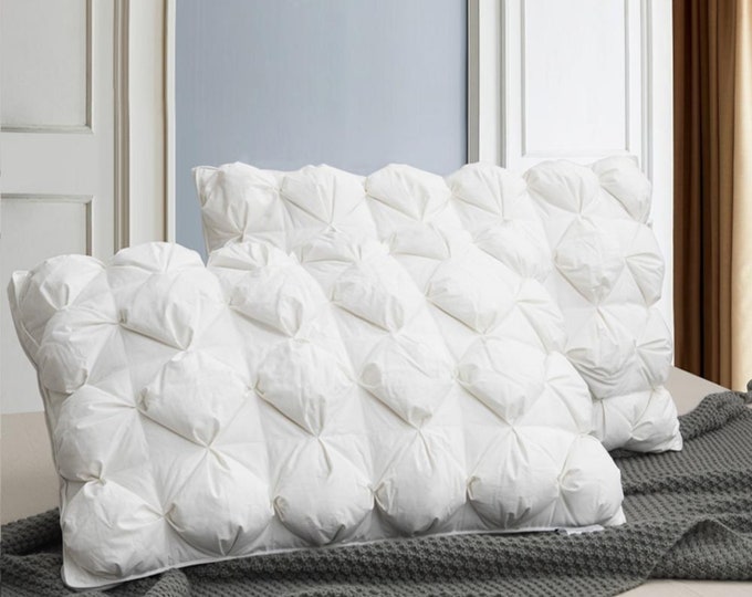 White Goose Feather Down Pillows Down-proof 100%  Luxury 3D Style Bedding Pillow