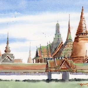 The Royal Grand Palace, Thailand - Watercolour Painting Fine Art Print