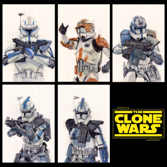 Physical Fine Art Prints of Clone Troopers - STAR WARS The Clone Wars - Clone Trooper - From Original Watercolour Painting