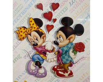 Vintage 80s Mickey and Minnie Mouse in Love Framed Poster-28