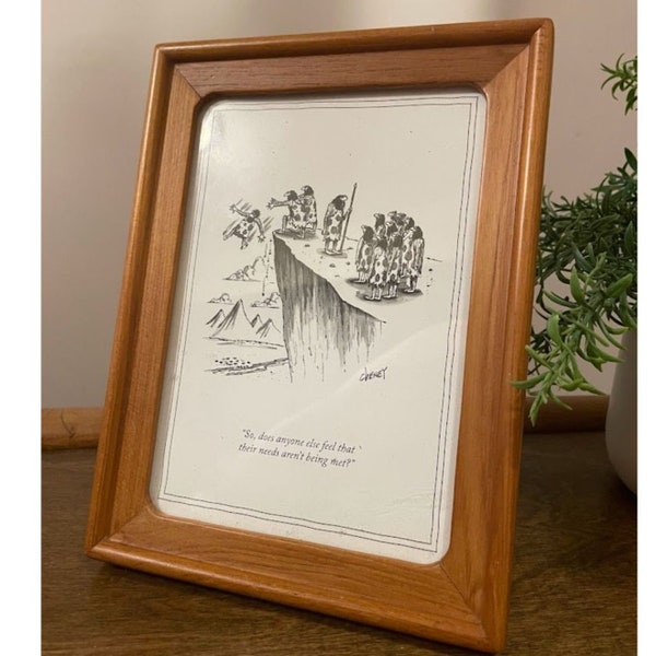 Vintage Framed New Yorker Magazine Cartoon in Wood Frame Wall Art