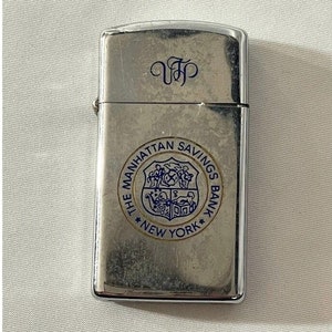Vintage New York City Manhattan Savings Bank Zippo w/ Initials and Colored Logo