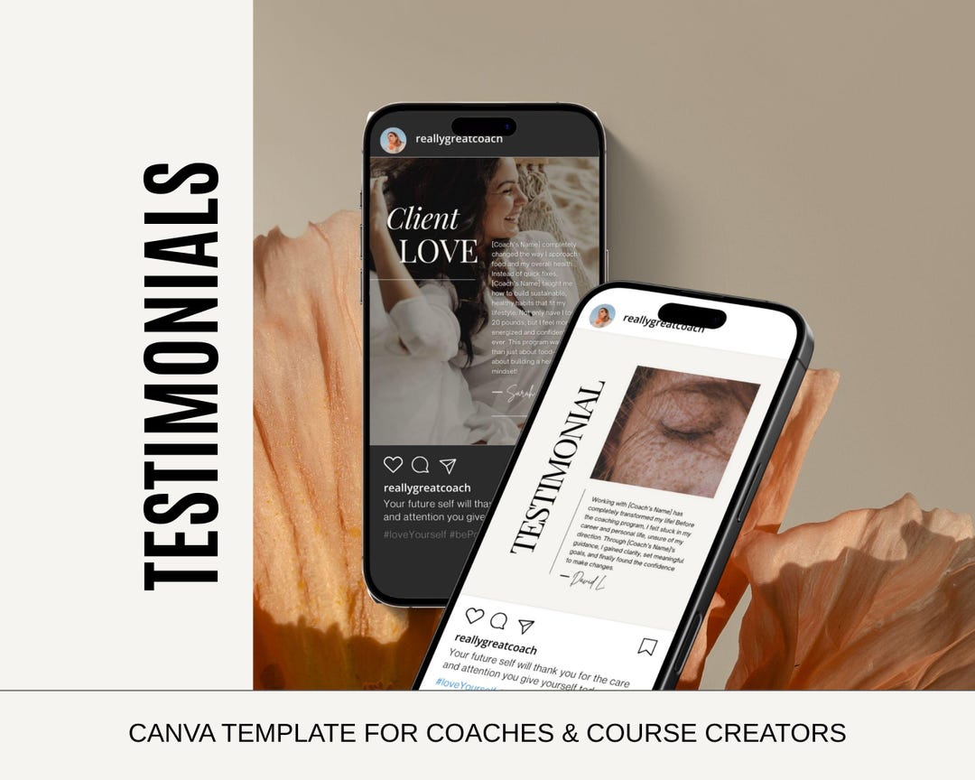 Testimonial Canva Templates for Instagram — Client Review Social Media ...