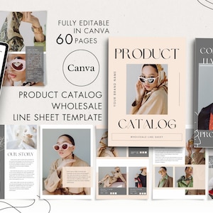 Wholesale Product Catalog. Canva Catalog Template. Product Line Sheet Template. Candle, Clothing Product Catalogue