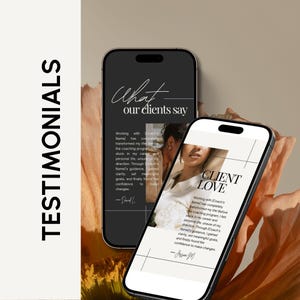 Testimonial Canva Templates. Instagram Client Review. Social Media Templates: 60 Stories | Coaches & Course Creators