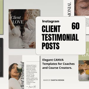 Coaching von Instagram Posts. Kurs Urheber-Vermarktung. Canva Testimonial Vorlagen. Social Media Templates für Coaches. Branding und Marketing